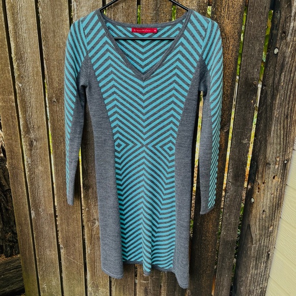 Krimson Klover Merino Wool Sweater Dress In Gray & Blue Sz XS - Picture 7 of 11